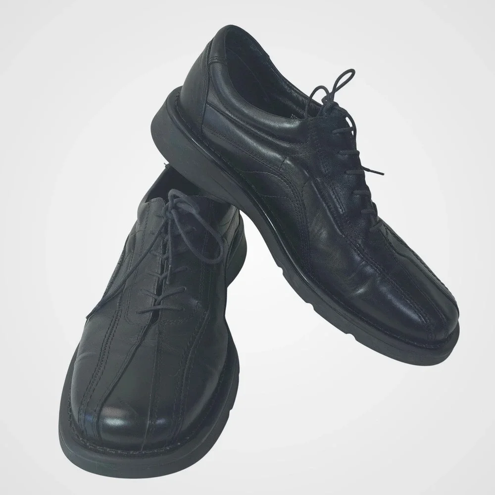 Venturini Italy Black Leather Oxford Shoes Mens 11 M Lace Up Comfort Dress